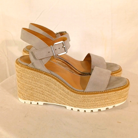 Gorgeous NWOT Crown Vintage Light Grey Suede Platform Wedge Espadrilles. - Picture 5 of 16
